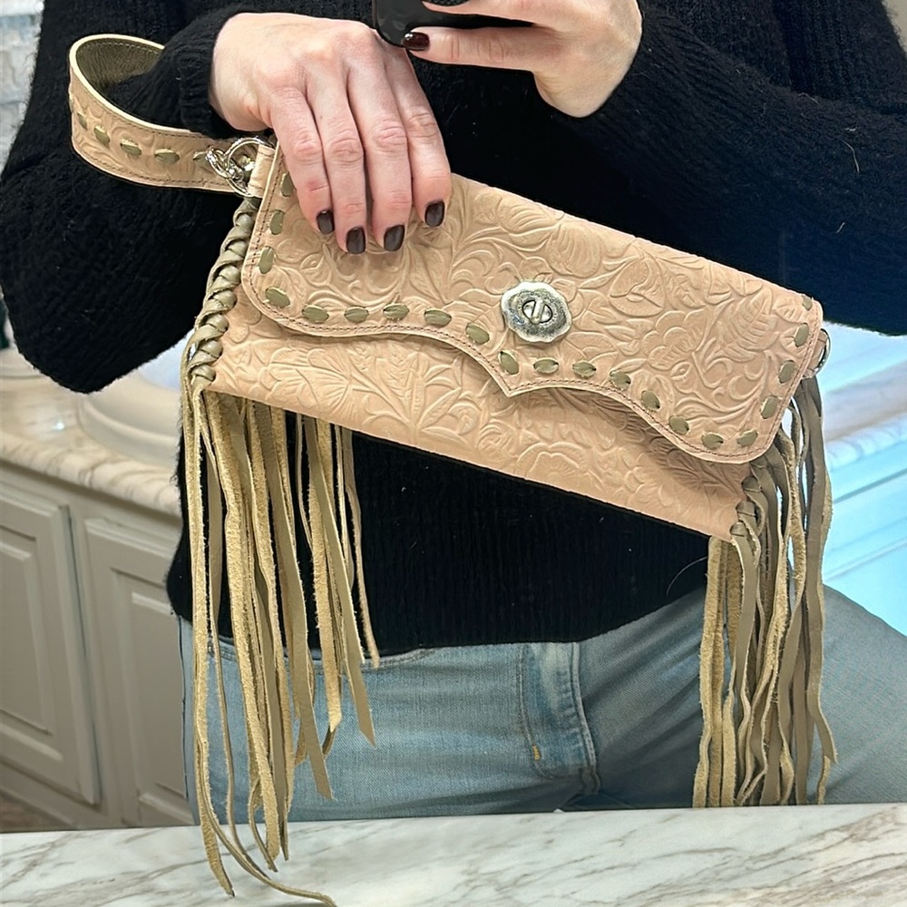 Leather wristlet / clutch
